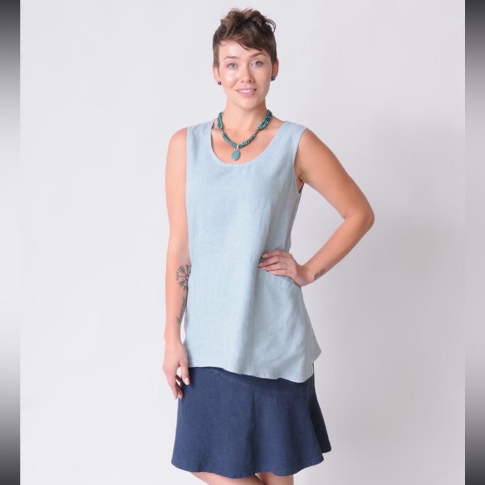 Sympatico Wm’s Trapeze Hemp & Tencel Lightweight Tunic NWT In Light Blue Sz XXS